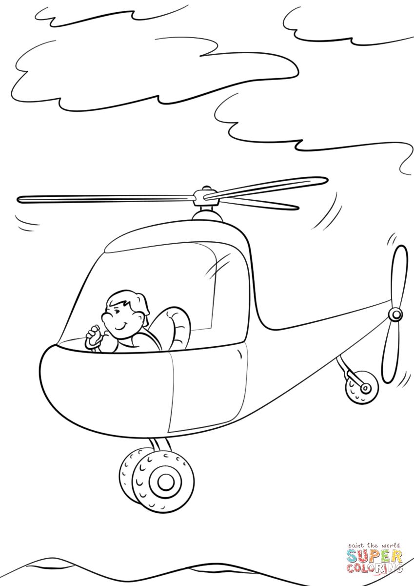 Çocuklar İçin Helikopter Boyama Sayfaları 
