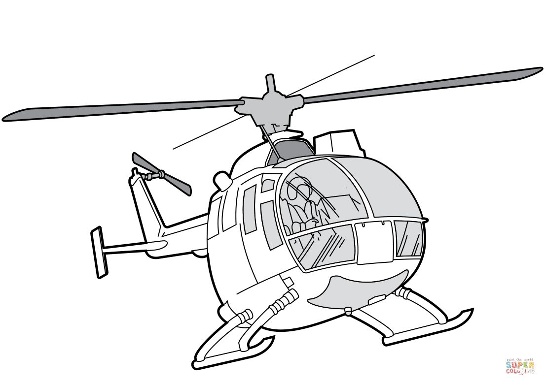 Çocuklar İçin Helikopter Boyama Sayfaları 