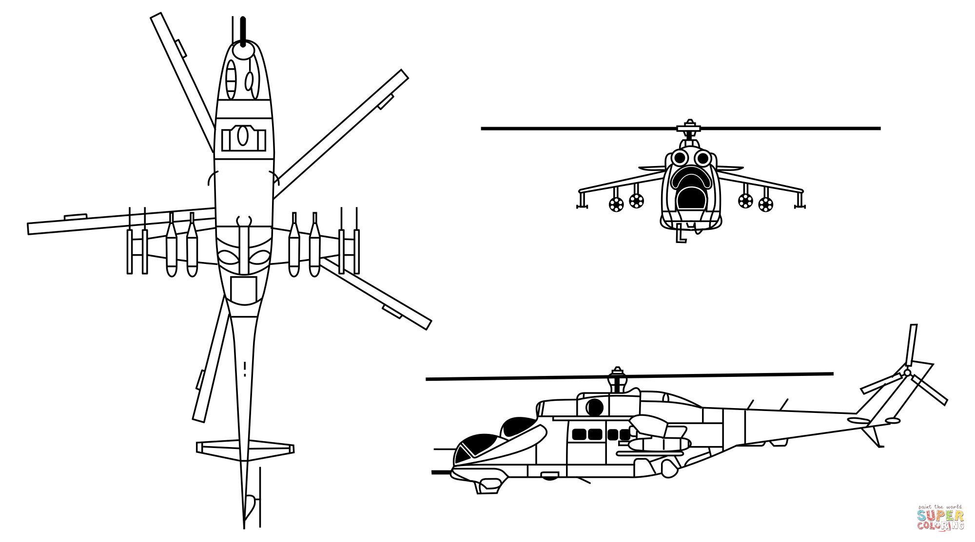 Çocuklar İçin Helikopter Boyama Sayfaları 