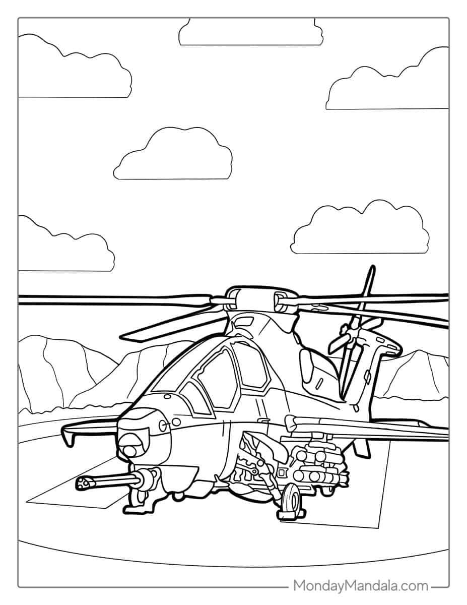 Çocuklar İçin Helikopter Boyama Sayfaları 