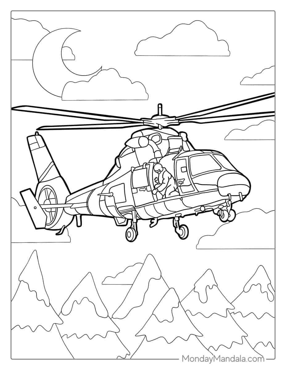 Çocuklar İçin Helikopter Boyama Sayfaları 