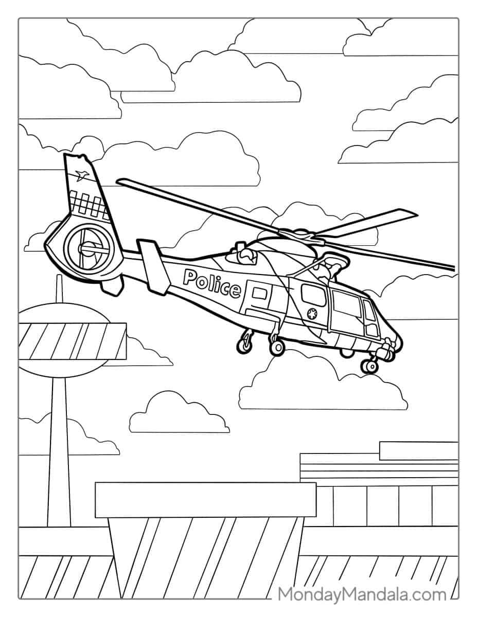 Çocuklar İçin Helikopter Boyama Sayfaları 