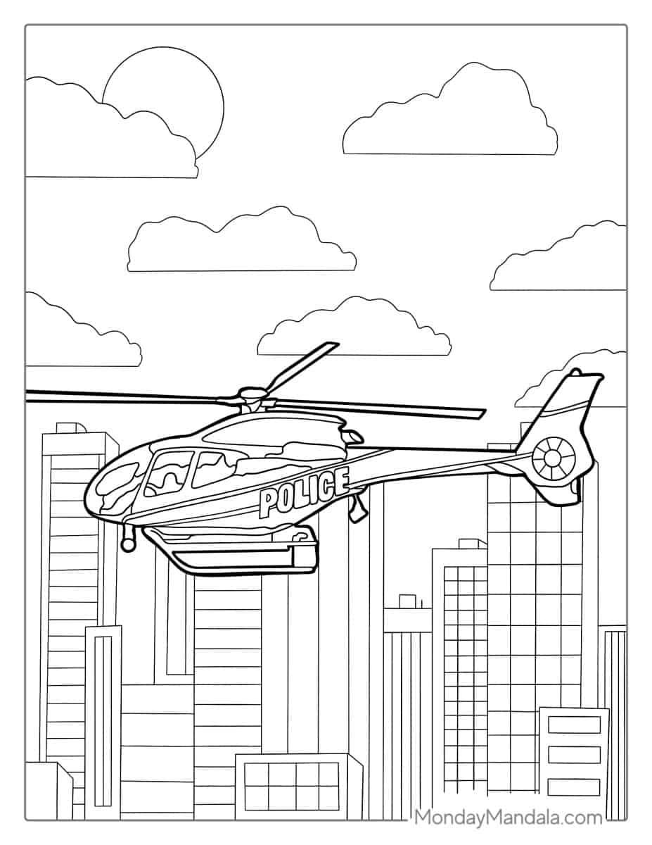Çocuklar İçin Helikopter Boyama Sayfaları 