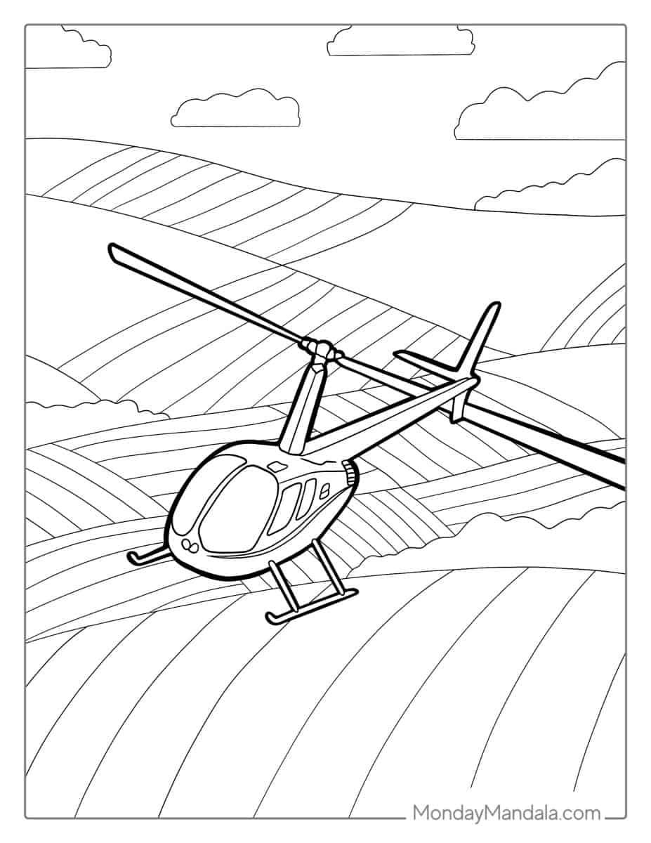 Çocuklar İçin Helikopter Boyama Sayfaları 