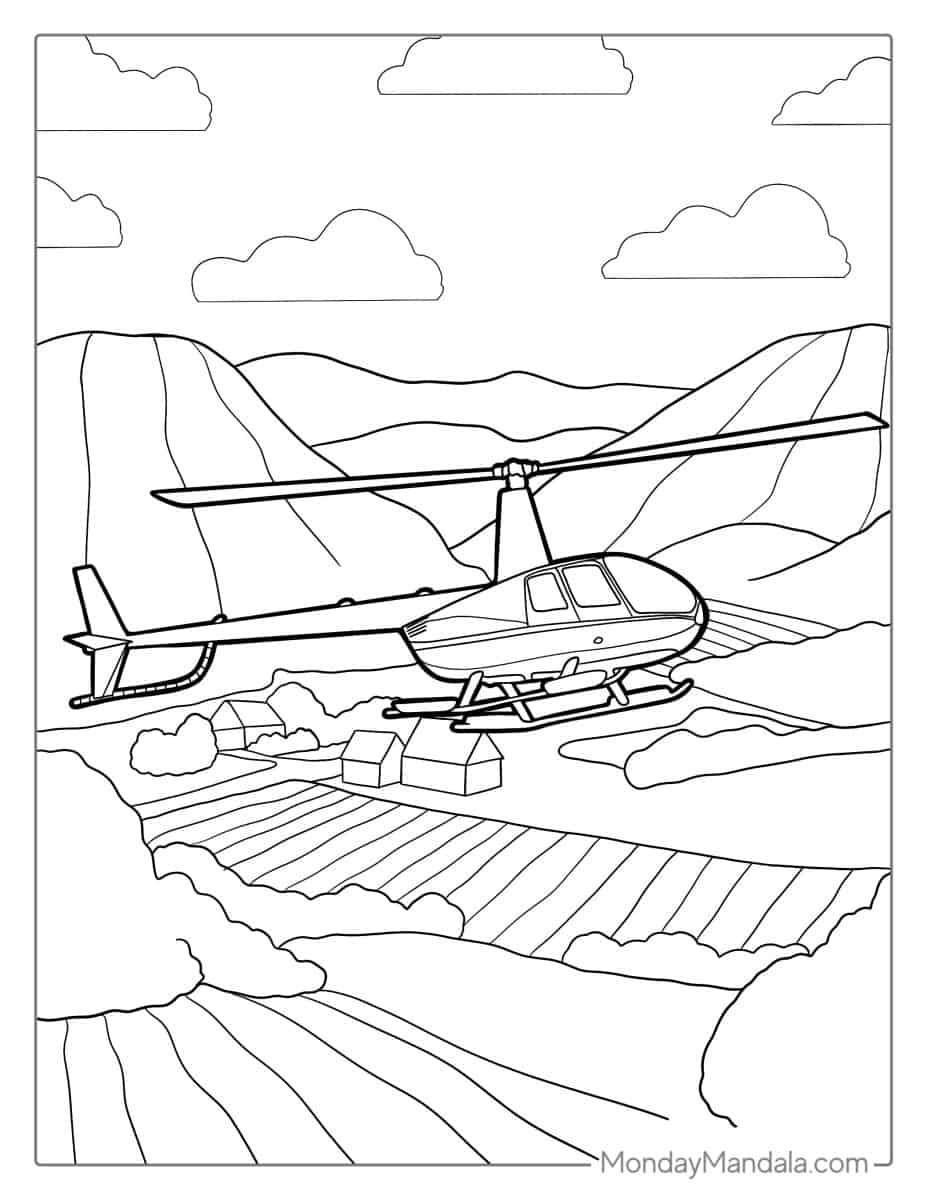 Çocuklar İçin Helikopter Boyama Sayfaları 