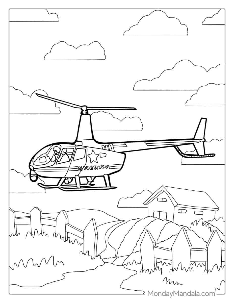 Çocuklar İçin Helikopter Boyama Sayfaları 