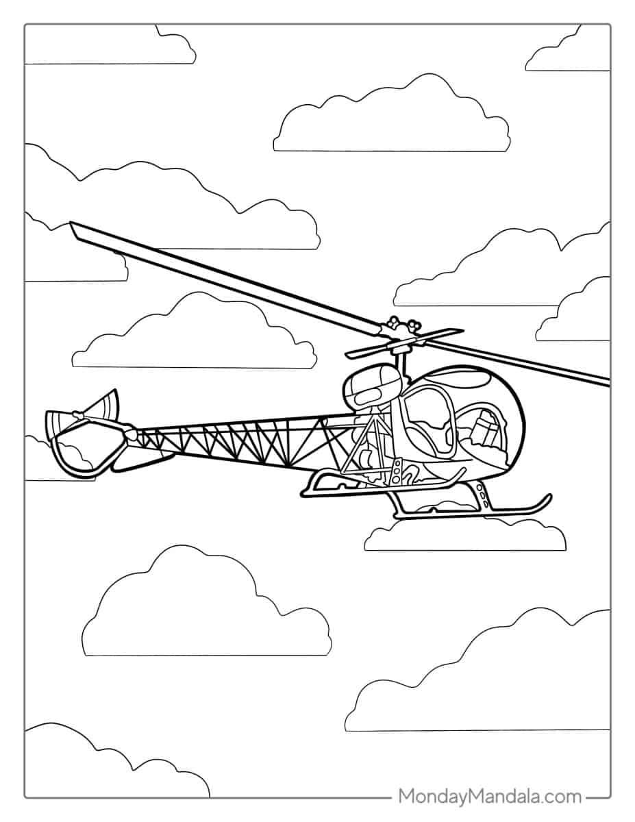 Çocuklar İçin Helikopter Boyama Sayfaları 