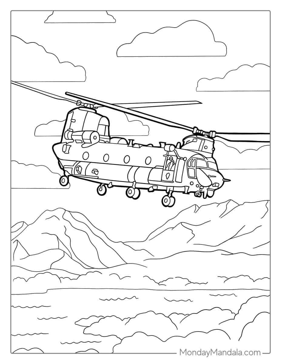 Çocuklar İçin Helikopter Boyama Sayfaları 
