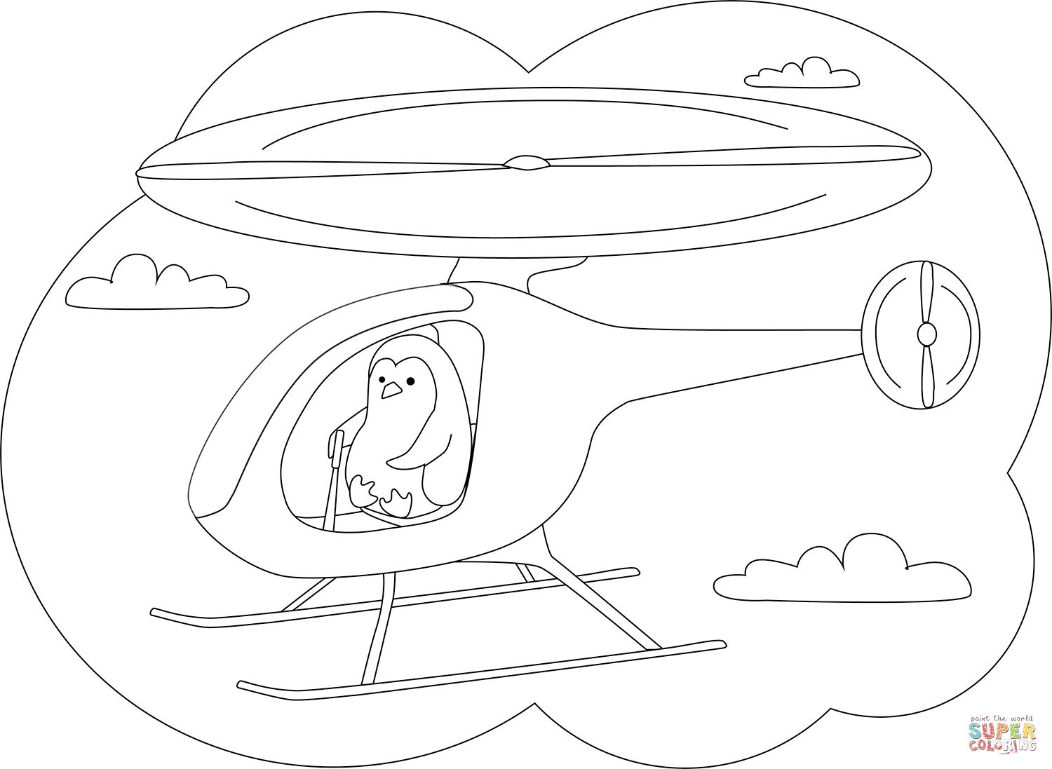 Çocuklar İçin Helikopter Boyama Sayfaları 