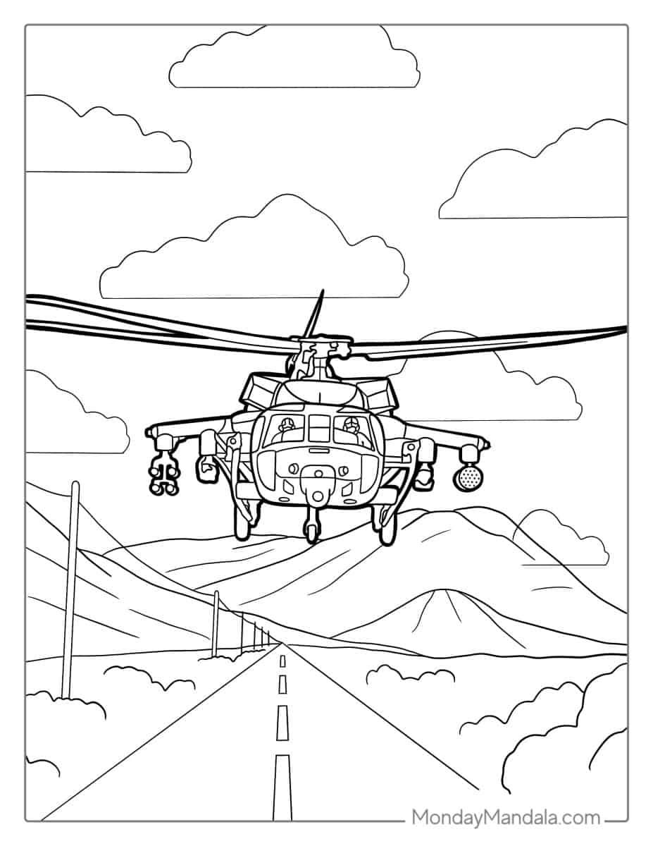 Çocuklar İçin Helikopter Boyama Sayfaları 