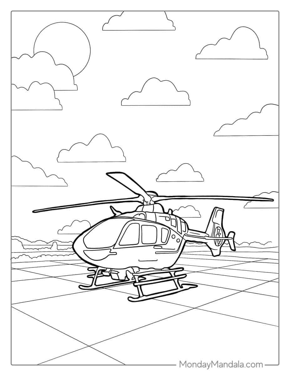 Çocuklar İçin Helikopter Boyama Sayfaları 
