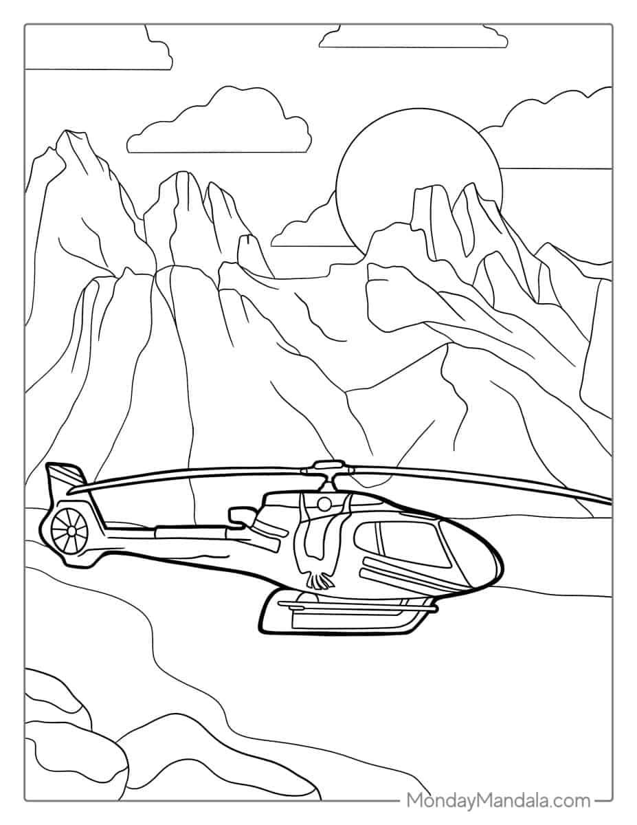 Çocuklar İçin Helikopter Boyama Sayfaları 