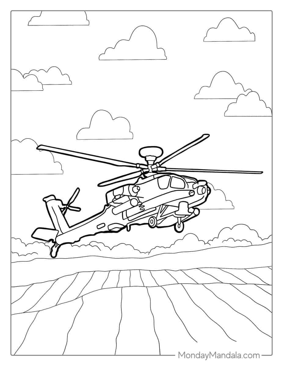 Çocuklar İçin Helikopter Boyama Sayfaları 