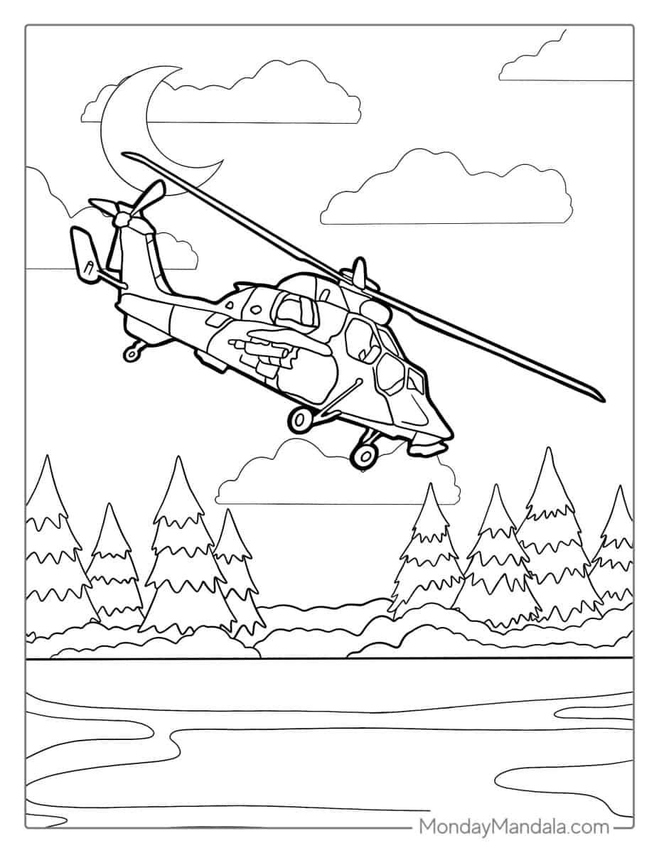Çocuklar İçin Helikopter Boyama Sayfaları 