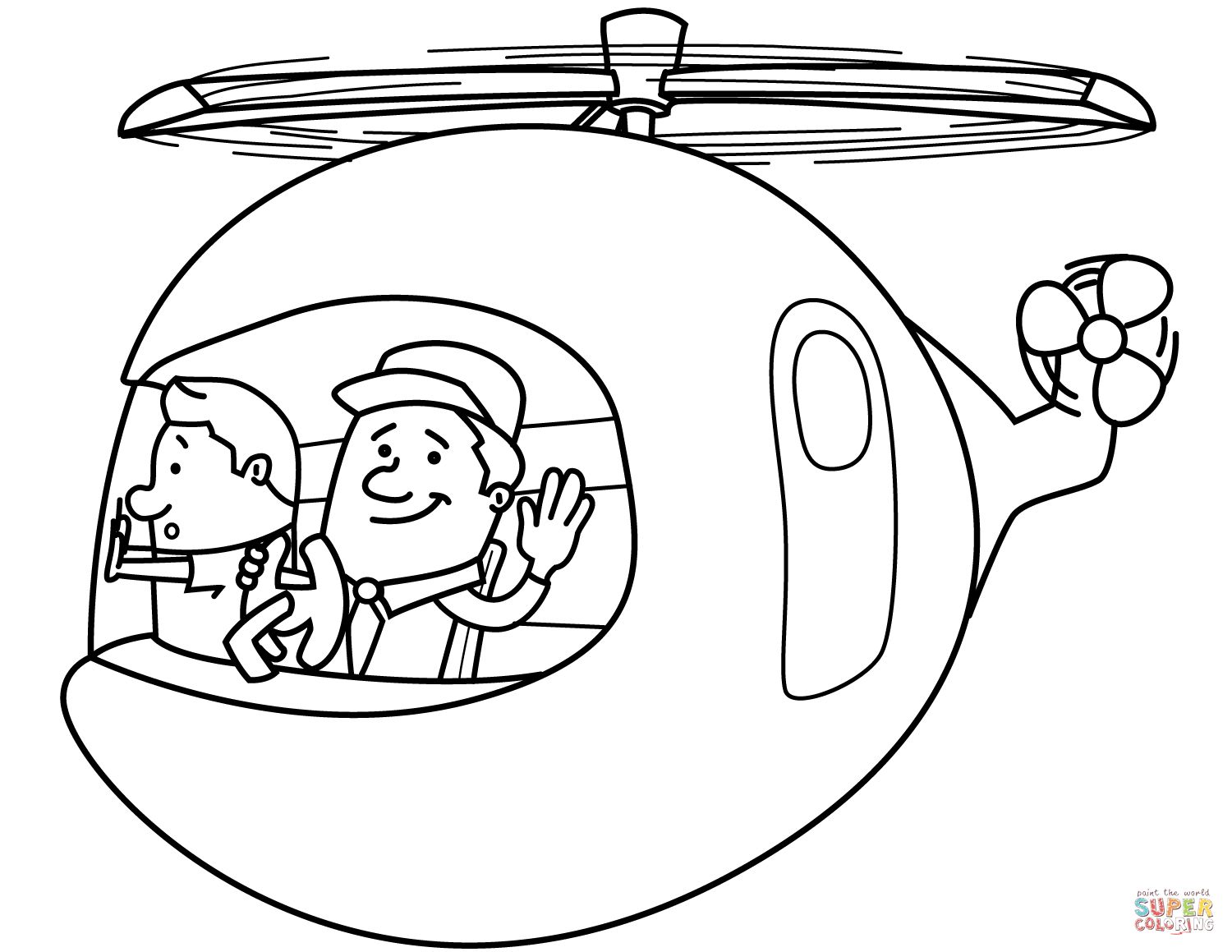 Çocuklar İçin Helikopter Boyama Sayfaları 