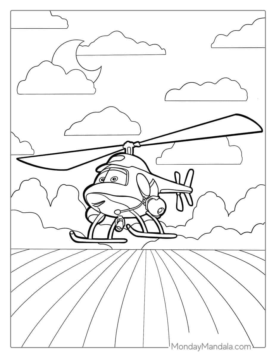 Çocuklar İçin Helikopter Boyama Sayfaları 