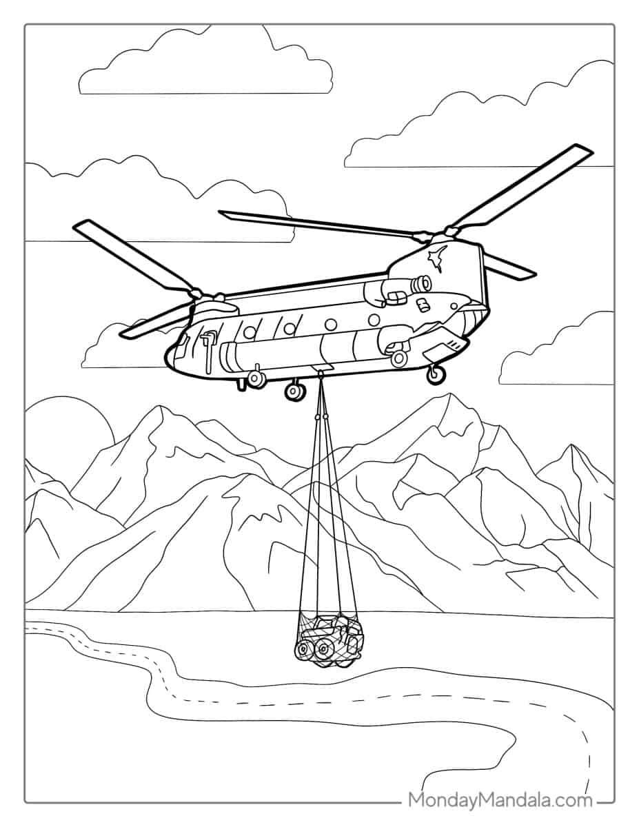Çocuklar İçin Helikopter Boyama Sayfaları 