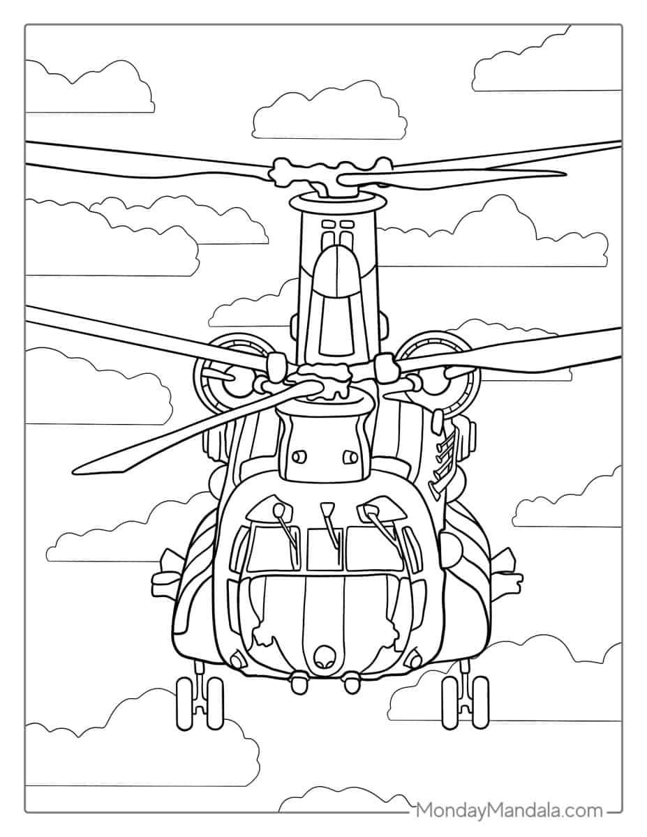 Çocuklar İçin Helikopter Boyama Sayfaları 