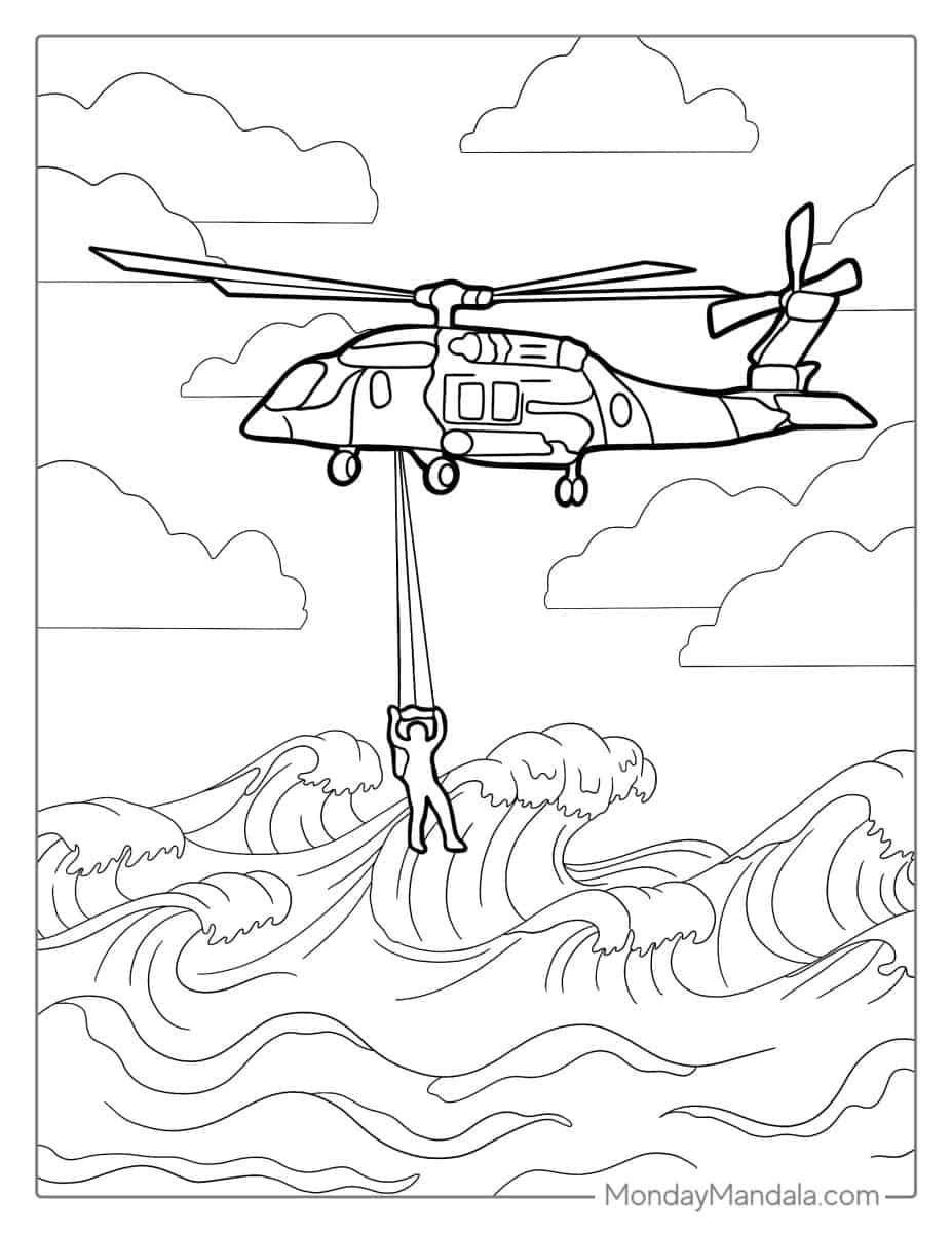 Çocuklar İçin Helikopter Boyama Sayfaları 