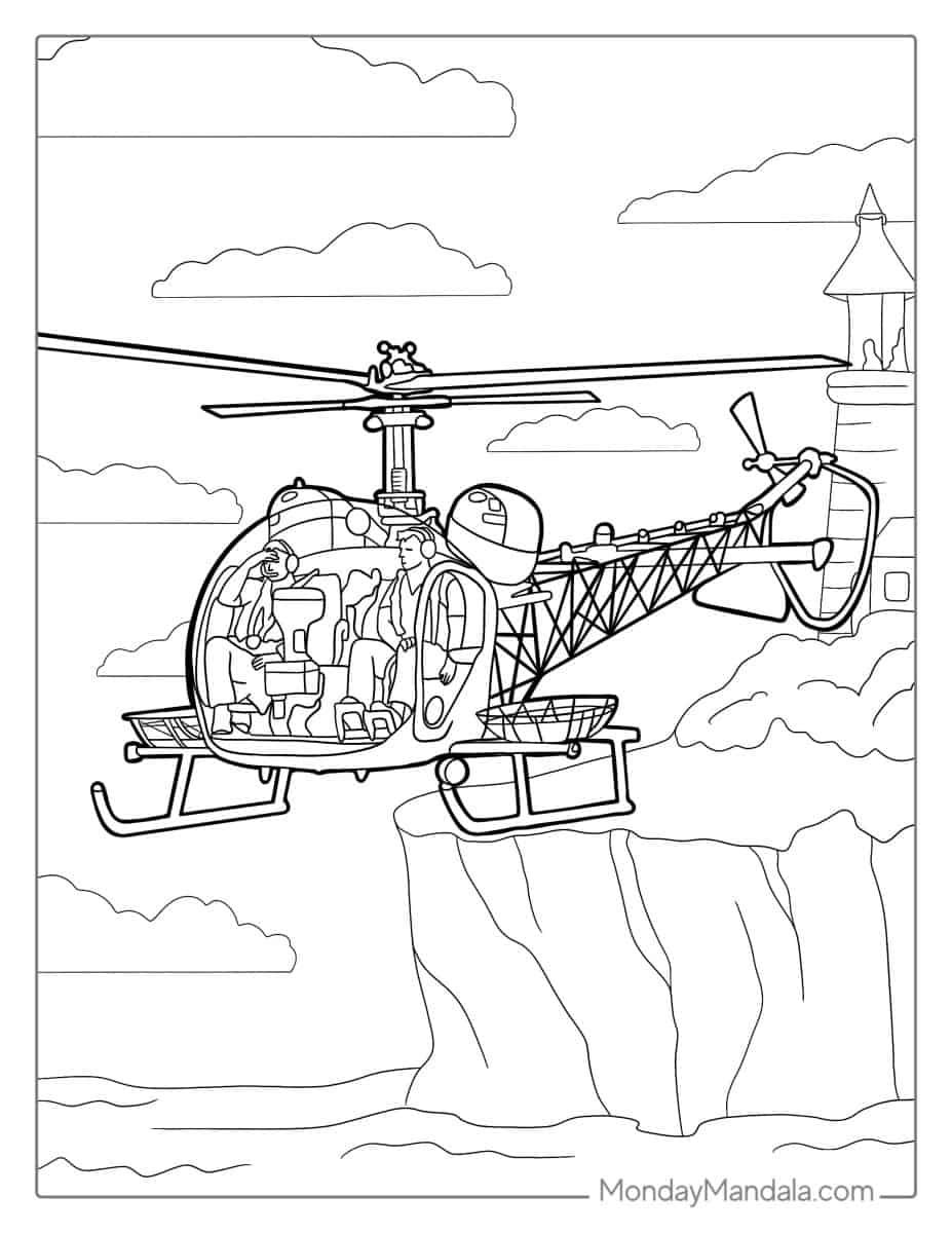 Çocuklar İçin Helikopter Boyama Sayfaları 
