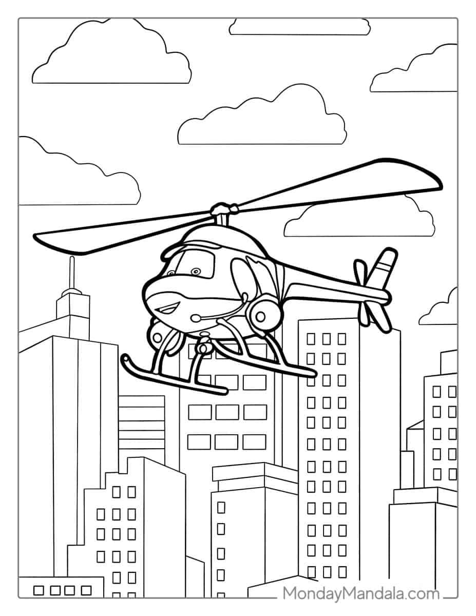 Çocuklar İçin Helikopter Boyama Sayfaları 