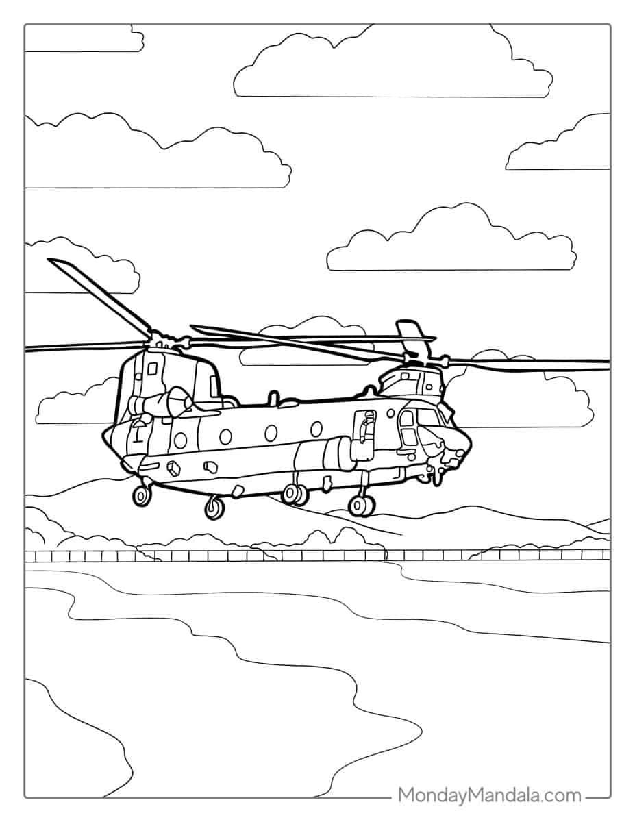 Çocuklar İçin Helikopter Boyama Sayfaları 