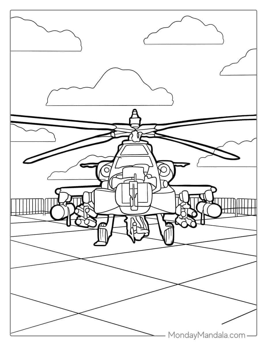 Çocuklar İçin Helikopter Boyama Sayfaları 