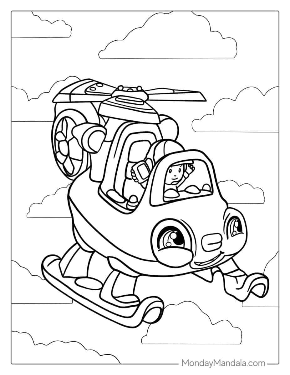Çocuklar İçin Helikopter Boyama Sayfaları 