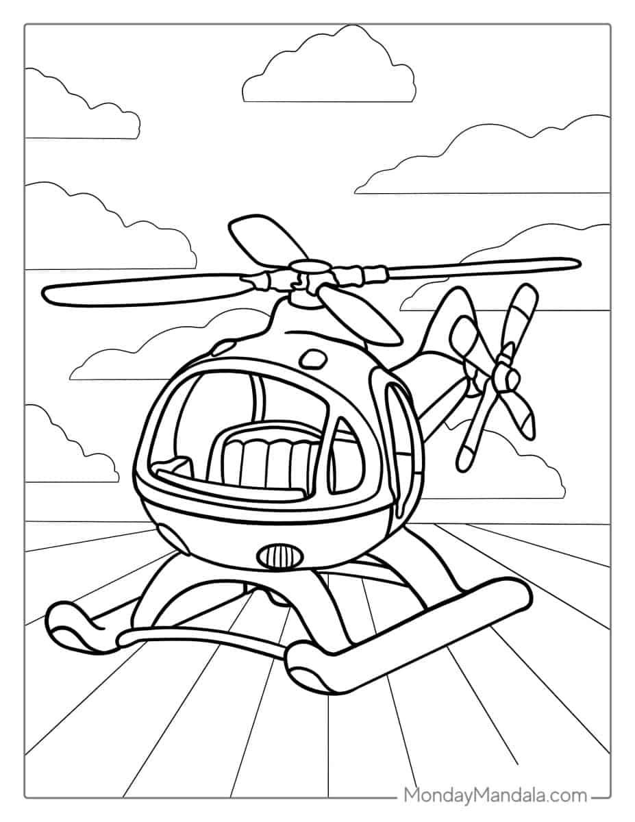 Çocuklar İçin Helikopter Boyama Sayfaları 