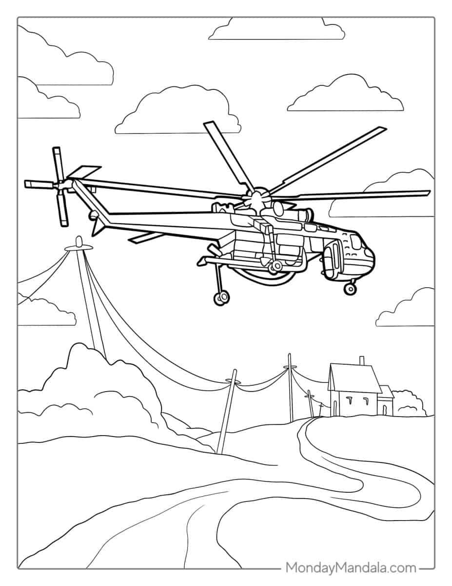 Çocuklar İçin Helikopter Boyama Sayfaları 
