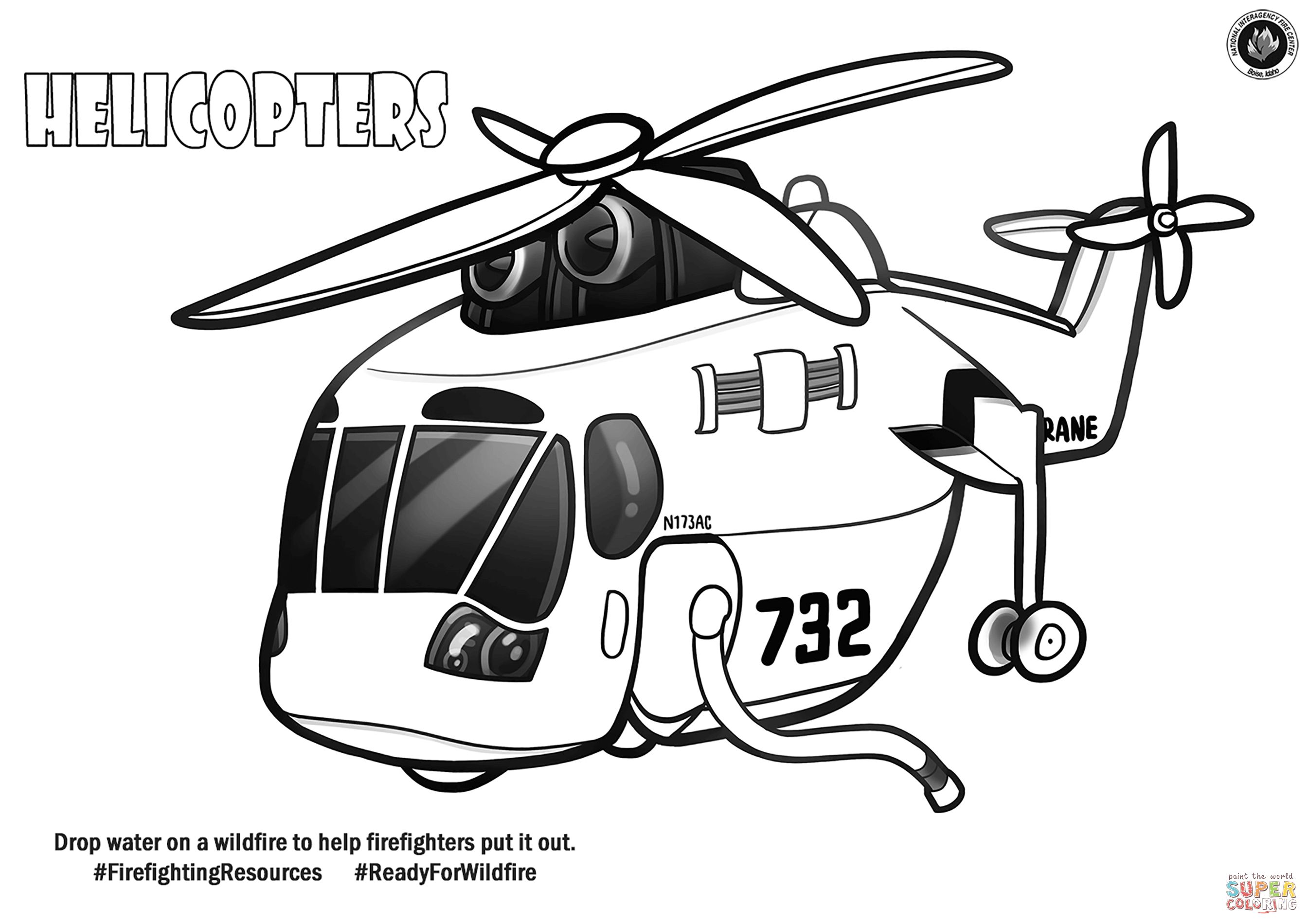 Çocuklar İçin Helikopter Boyama Sayfaları 