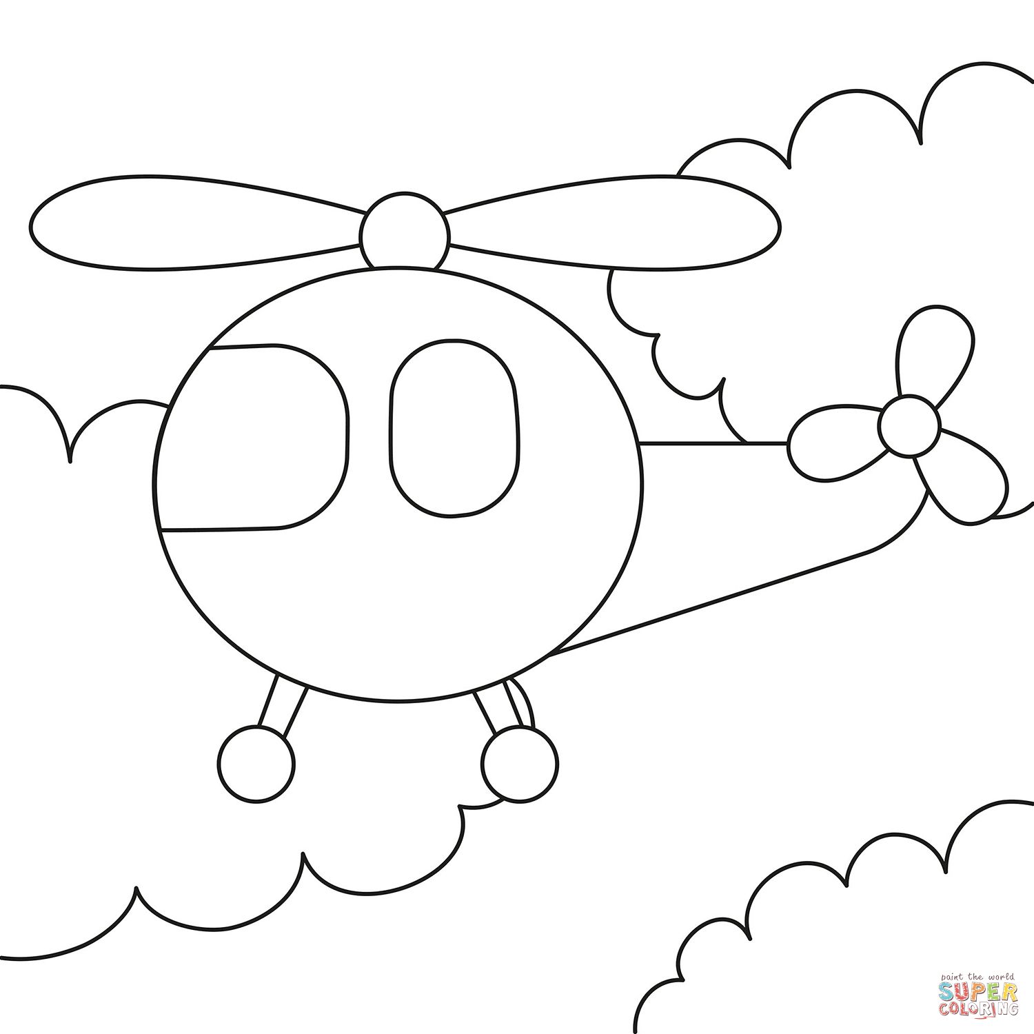 Çocuklar İçin Helikopter Boyama Sayfaları 