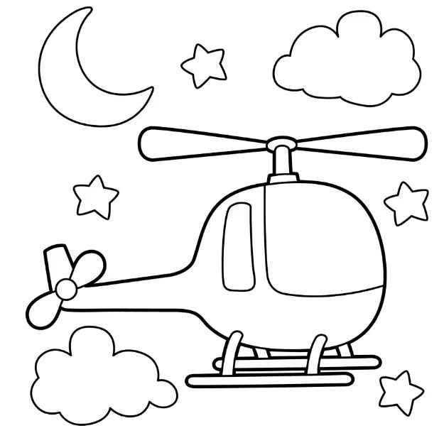 Çocuklar İçin Helikopter Boyama Sayfaları 