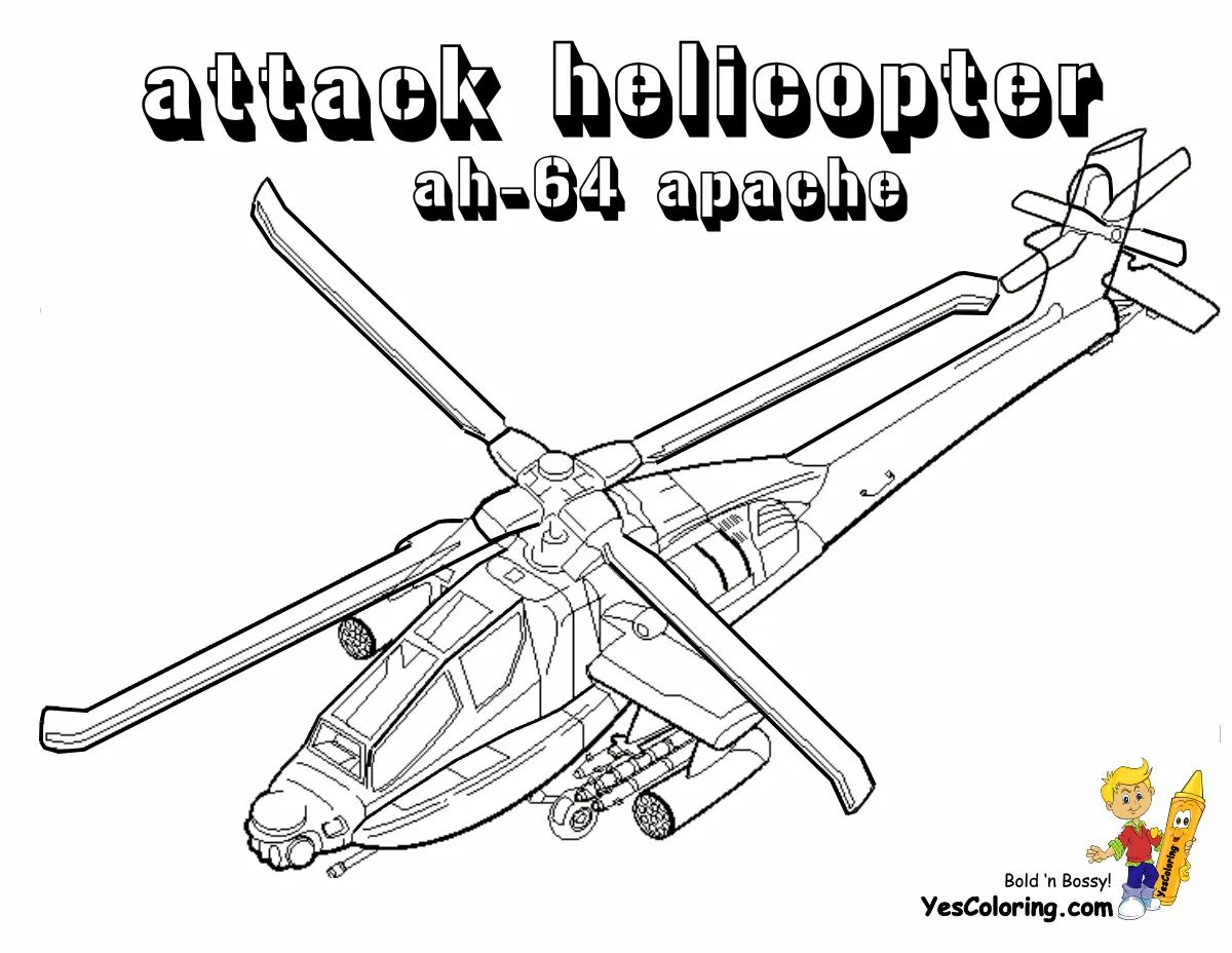 Çocuklar İçin Helikopter Boyama Sayfaları 