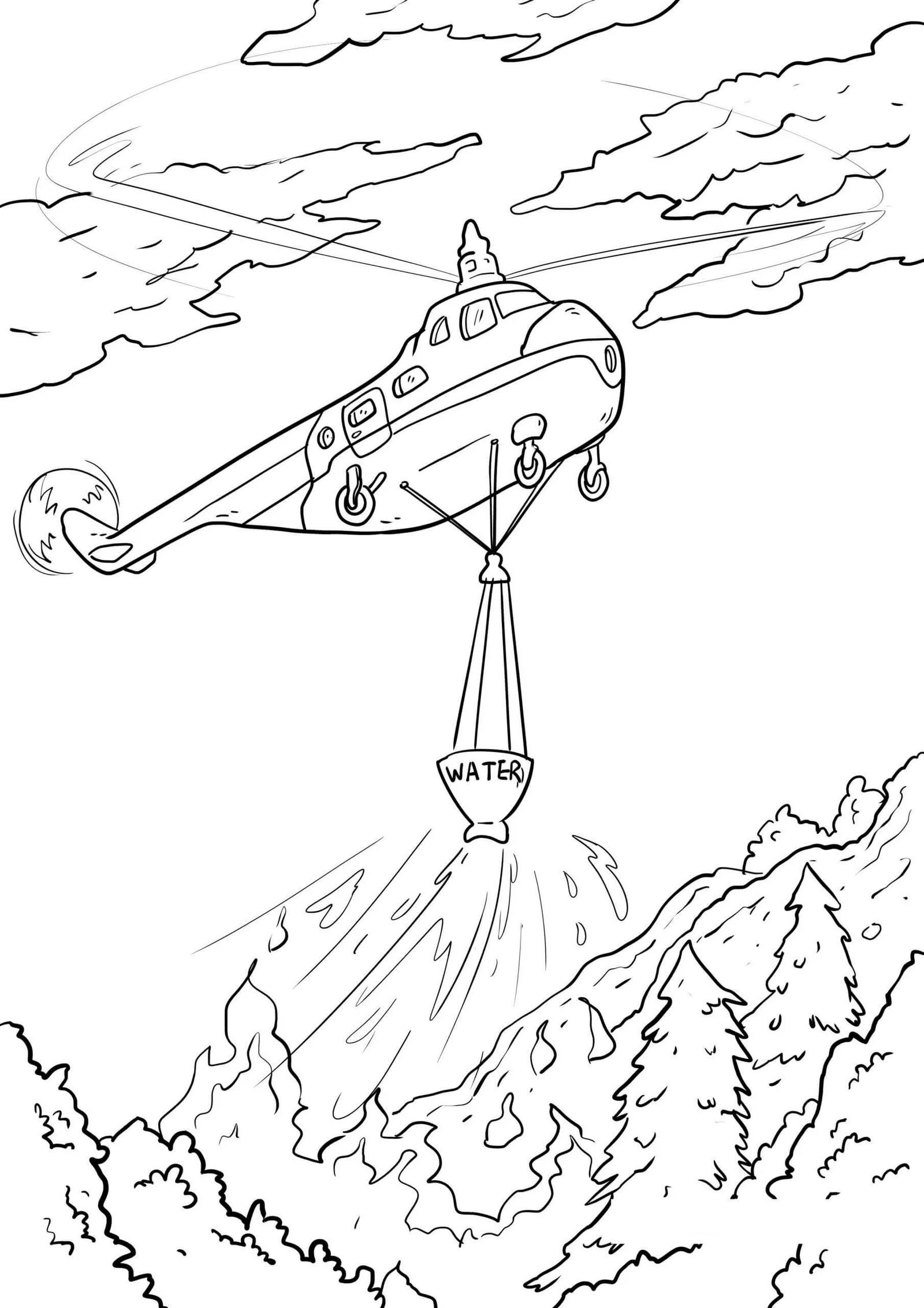 Çocuklar İçin Helikopter Boyama Sayfaları 
