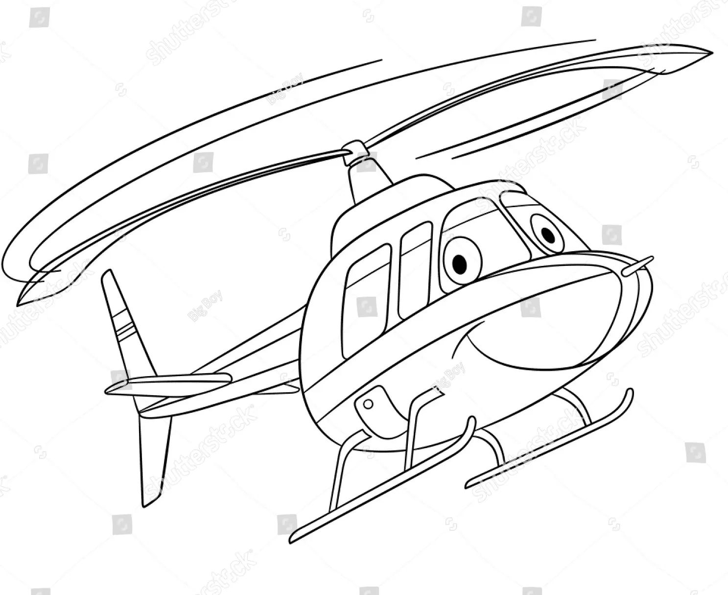 Çocuklar İçin Helikopter Boyama Sayfaları 
