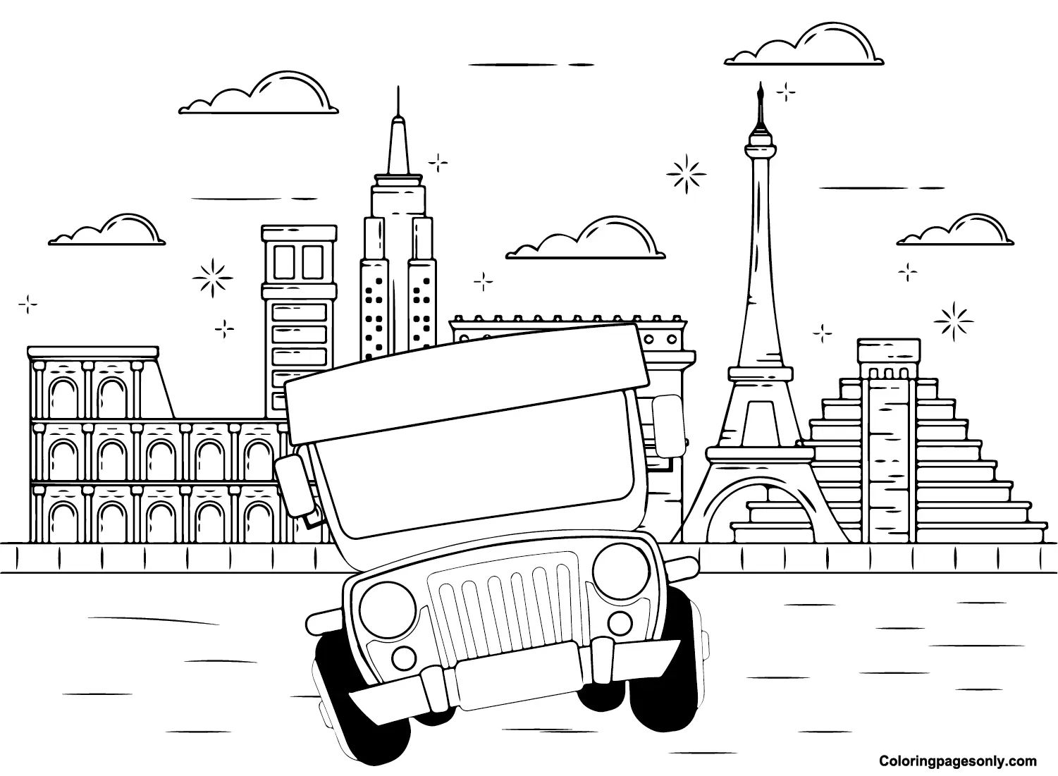 Çocuklar İçin Jeepney Boyama Sayfaları 
