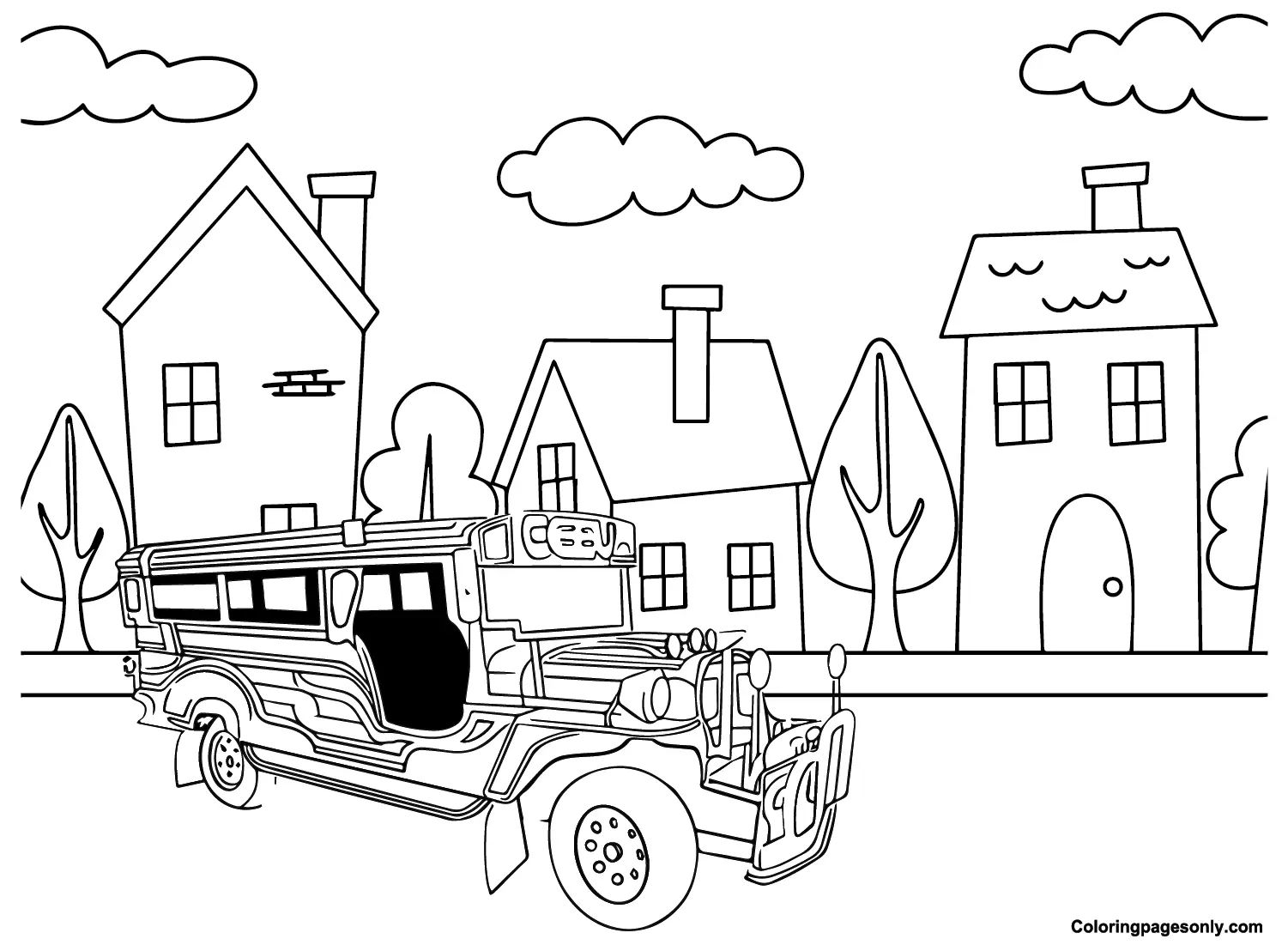Çocuklar İçin Jeepney Boyama Sayfaları 