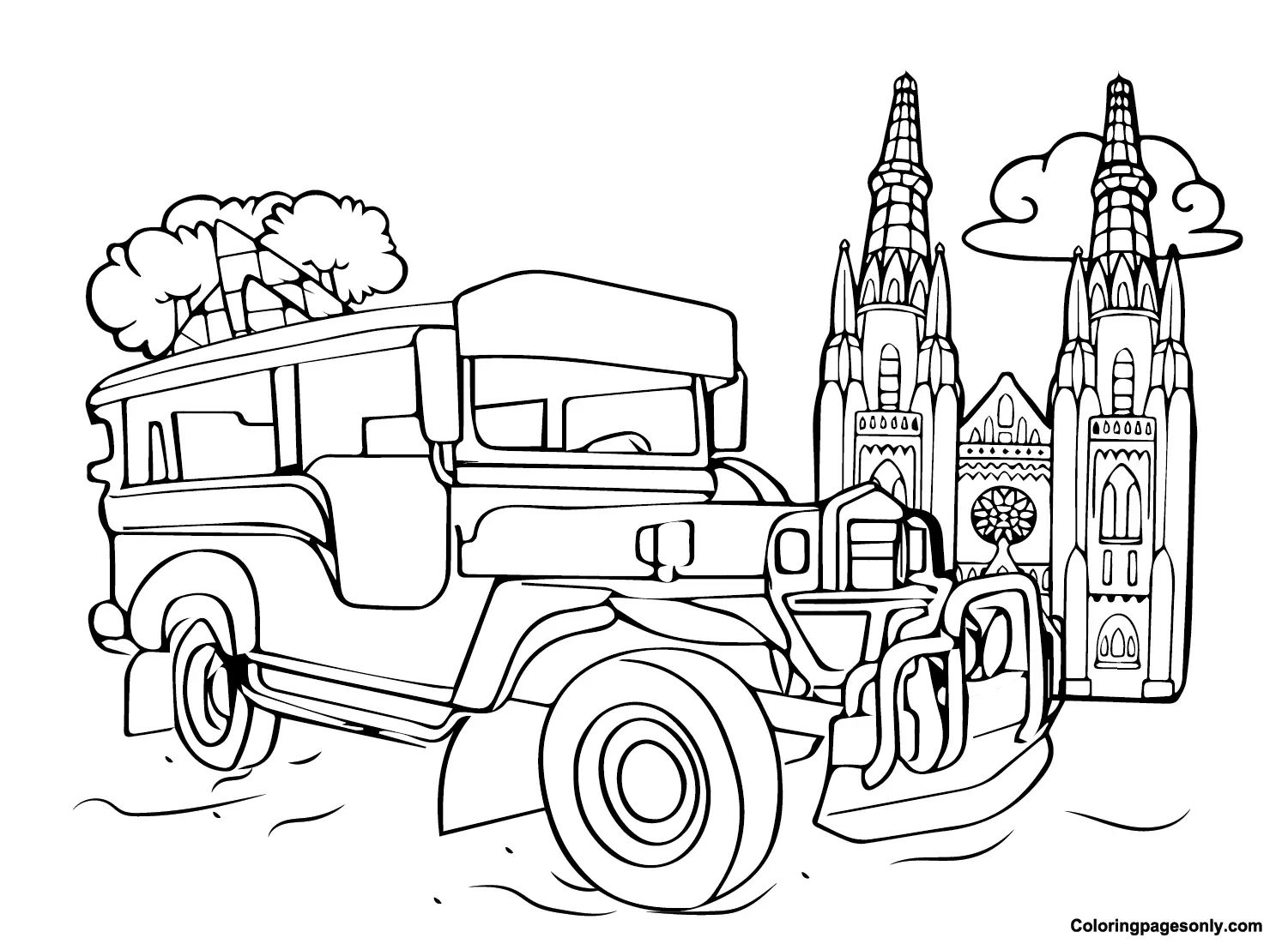 Çocuklar İçin Jeepney Boyama Sayfaları 