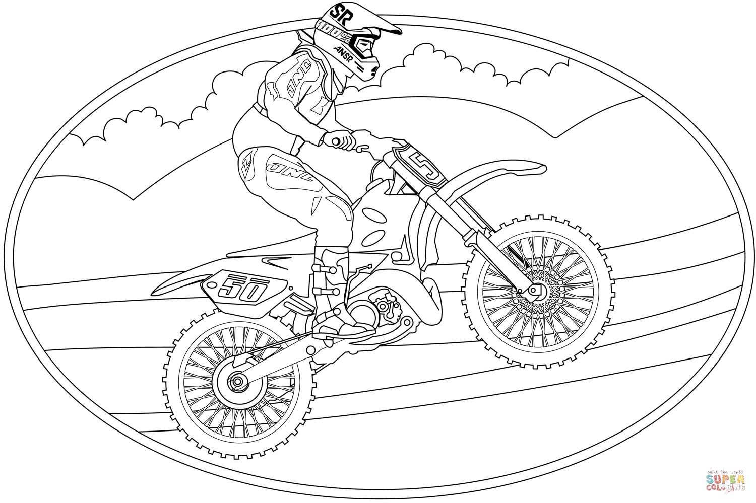 Çocuklar İçin Motosiklet Boyama Sayfaları 