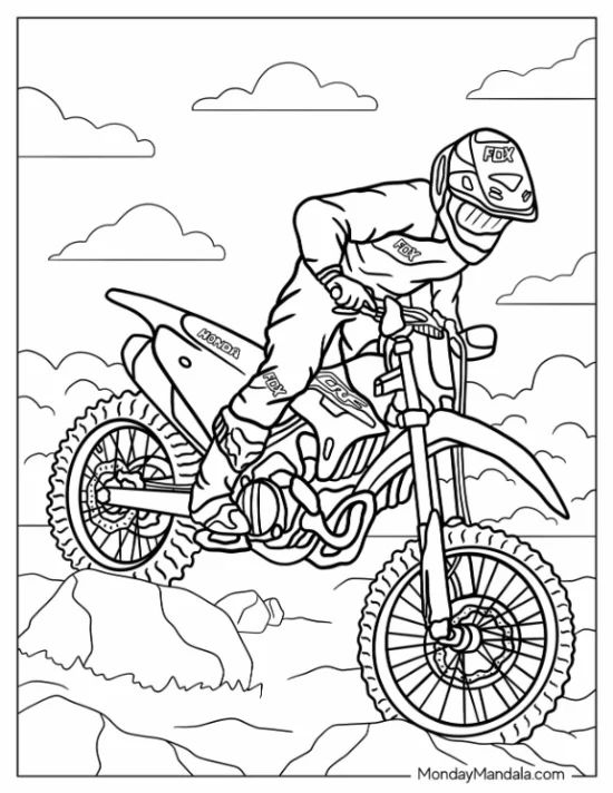 Çocuklar İçin Motosiklet Boyama Sayfaları 