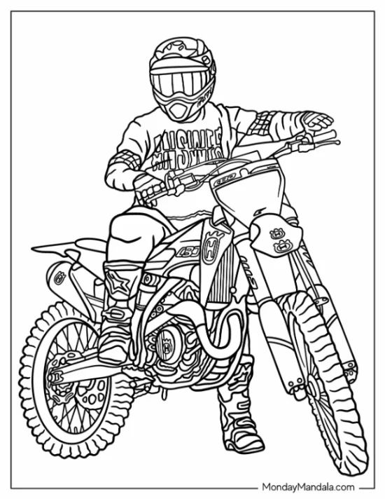 Çocuklar İçin Motosiklet Boyama Sayfaları 