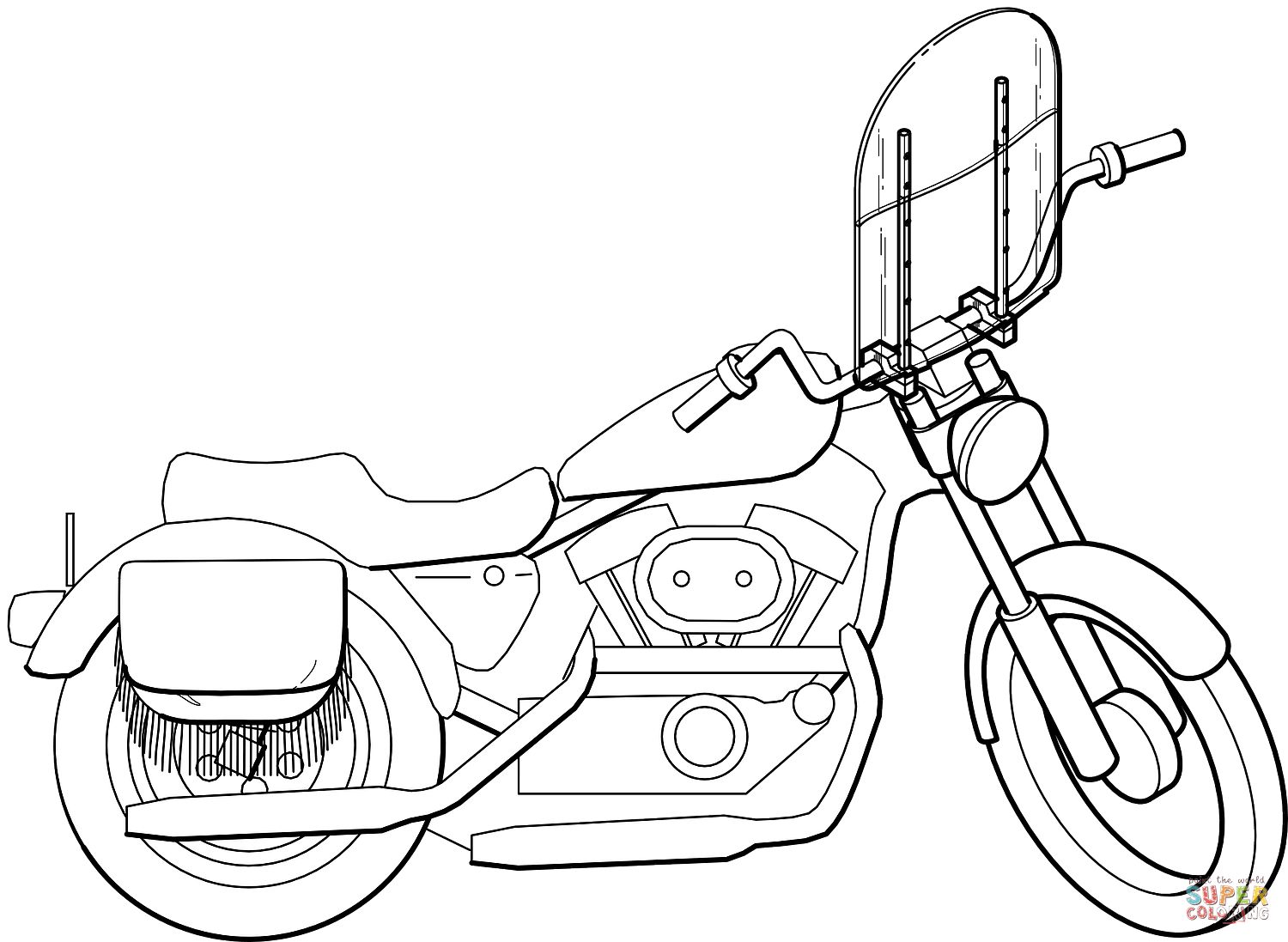 Çocuklar İçin Motosiklet Boyama Sayfaları 