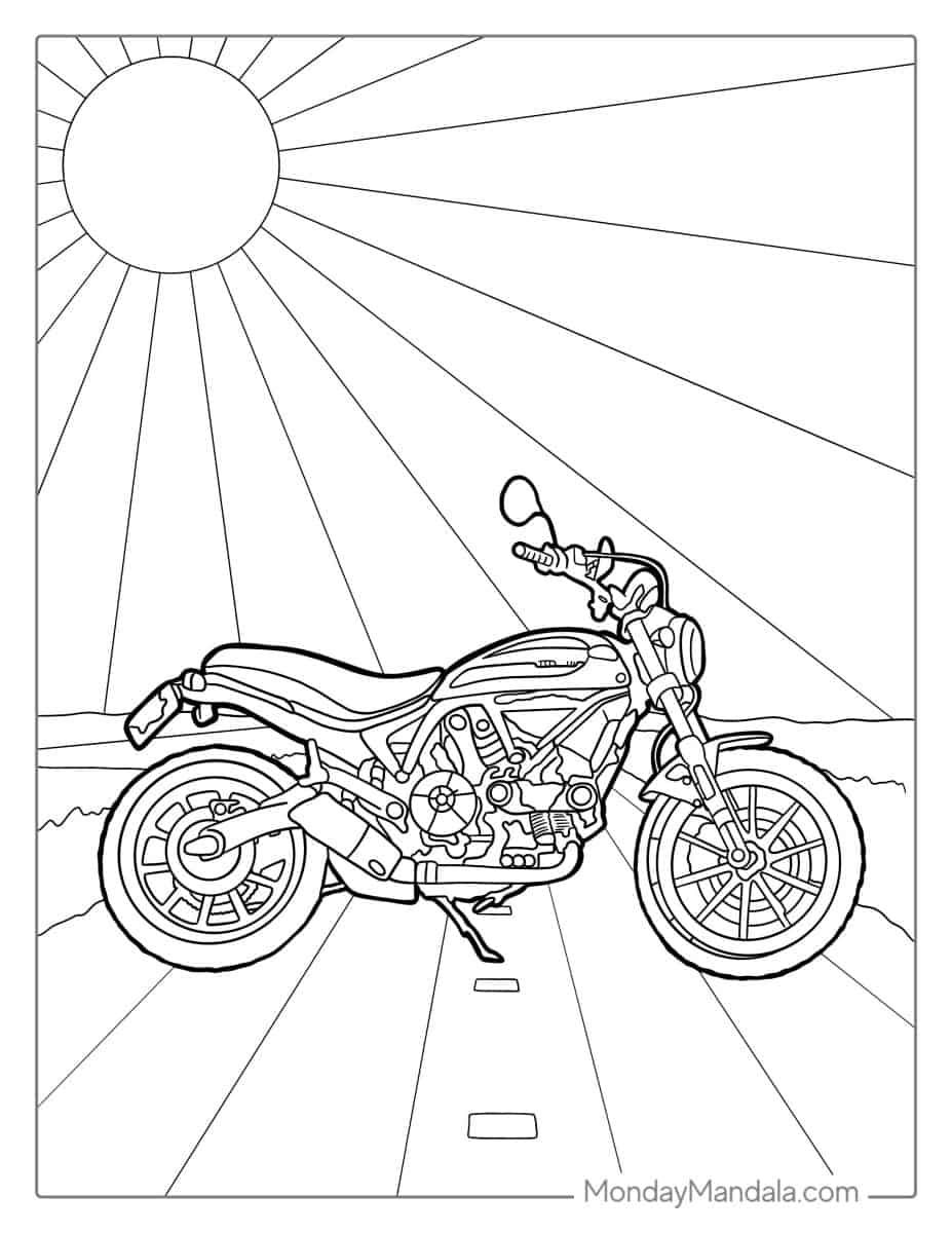 Çocuklar İçin Motosiklet Boyama Sayfaları 