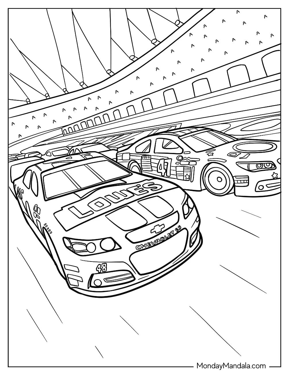 Çocuklar İçin Nascar Boyama Sayfaları 