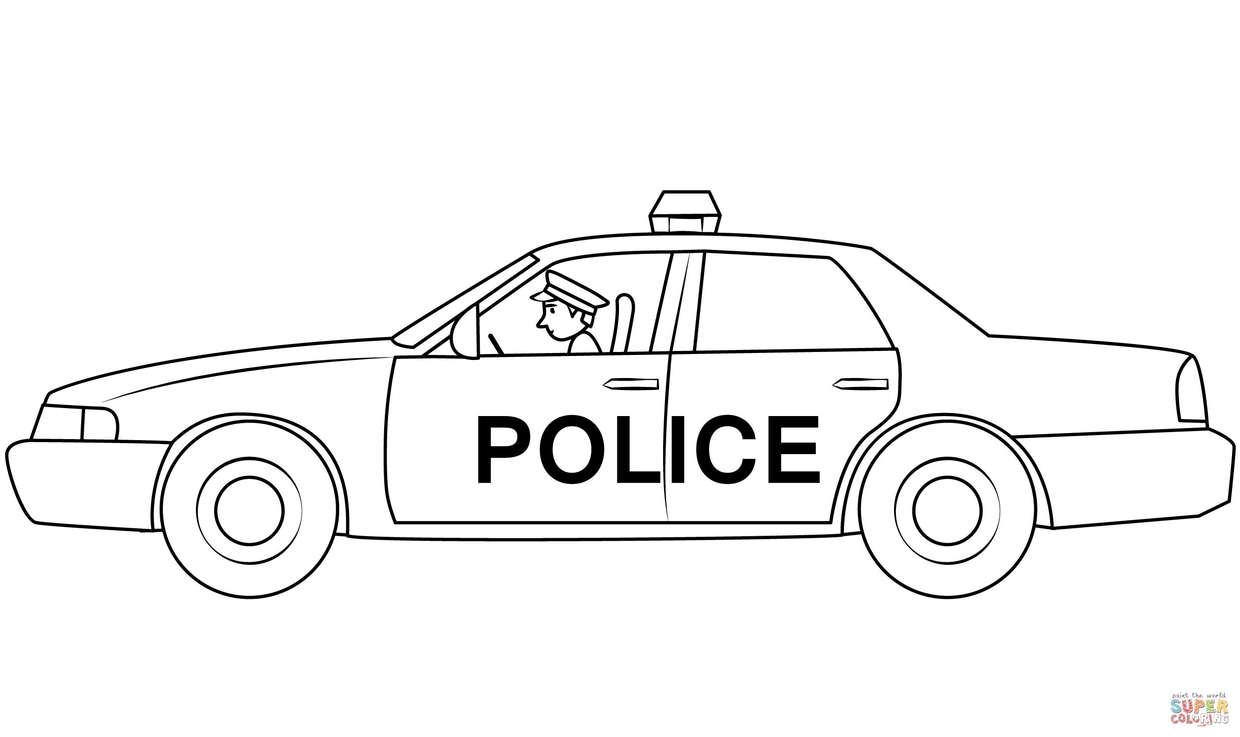 Çocuklar İçin Polis-arabası Boyama Sayfaları 