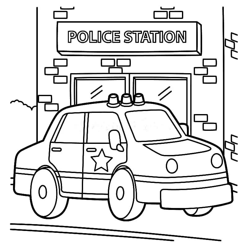 Çocuklar İçin Polis-arabası Boyama Sayfaları 