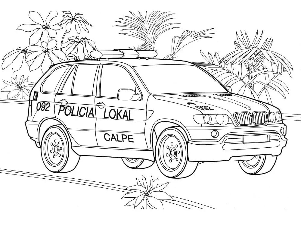 Çocuklar İçin Polis-arabası Boyama Sayfaları 