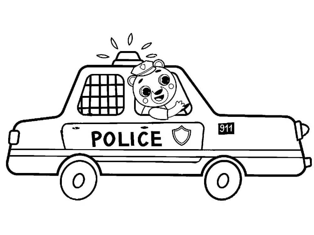 Çocuklar İçin Polis-arabası Boyama Sayfaları 