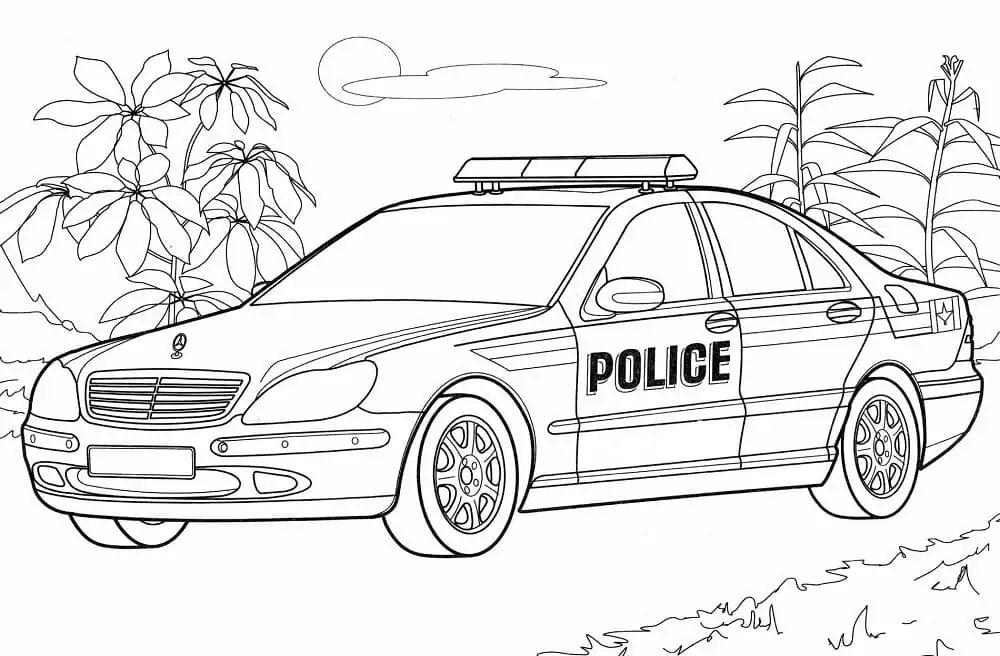 Çocuklar İçin Polis-arabası Boyama Sayfaları 